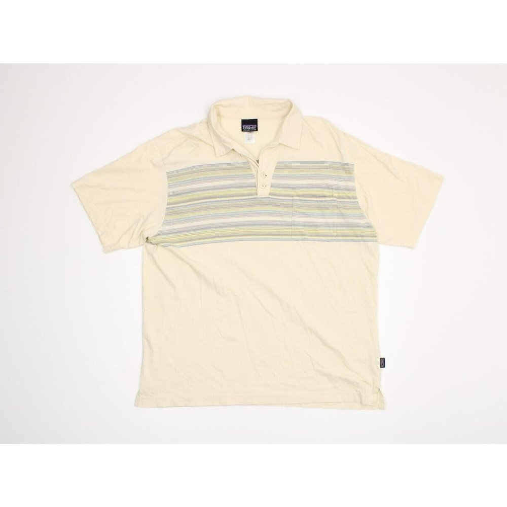 Patagonia Mens Large Polo Shirt Short Sleeve Multi Color Organic Cotton